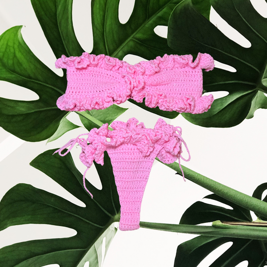 Island Girl | Crochet Ruffle Bikini Set